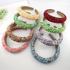 Wide Brim Headband Inlaid Beads Sponge Filled Head Hoop Women's Hair Accessories