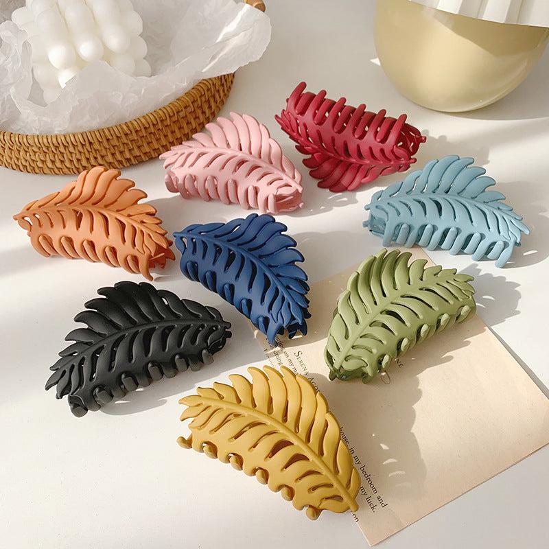 Leaf Shape Frosted Hair Claw Back Head Hair Clip