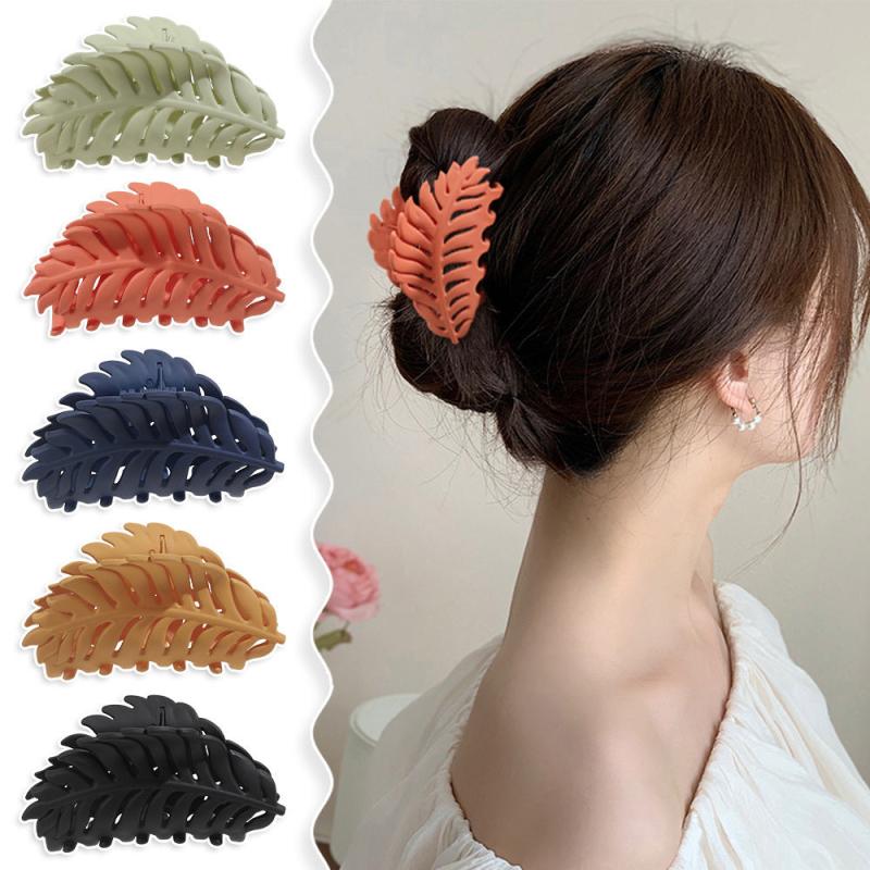 Leaf Shape Frosted Hair Claw Back Head Hair Clip