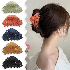Leaf Shape Frosted Hair Claw Back Head Hair Clip