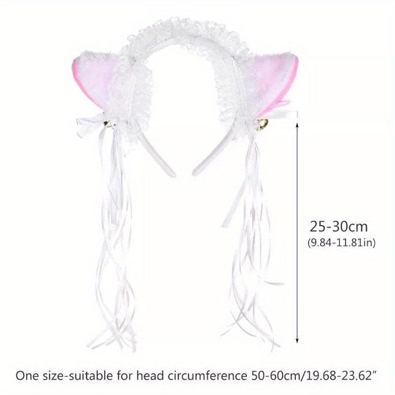 Cat Ears Headband Lace Hoop Tassel Lolita Hair Band for Cosplay Costume