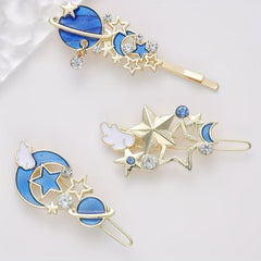 3pcs Cartoon Planet Hair Clip Moon Star Bobby Pin Hair Barrette