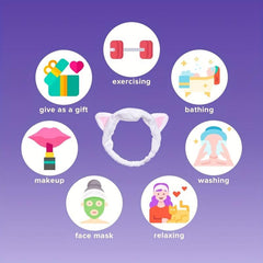 Velvet Cat Ears Headband Spa Makeup Hair Band