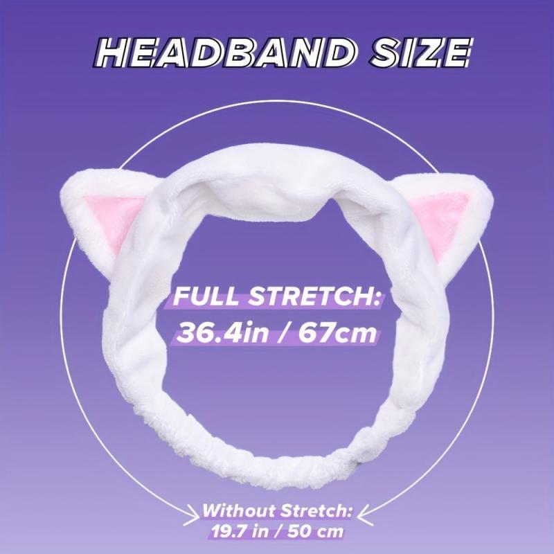 Velvet Cat Ears Headband Spa Makeup Hair Band