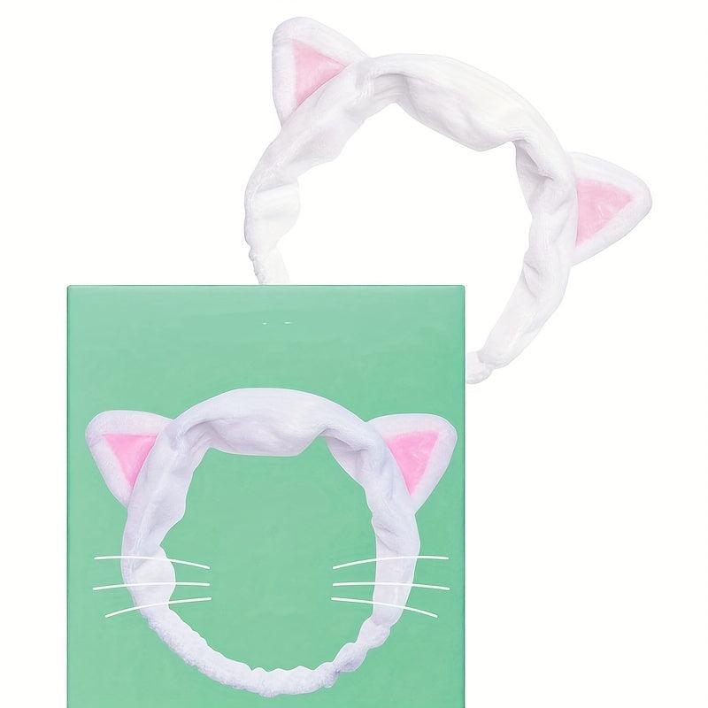 Velvet Cat Ears Headband Spa Makeup Hair Band