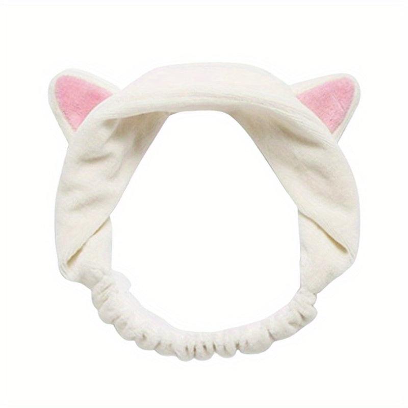 Velvet Cat Ears Headband Spa Makeup Hair Band