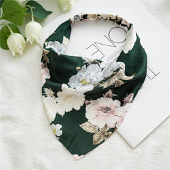 Retro Flower Print Scarf Headband Elastic Band Head Scarf Pastoral Style