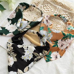 Retro Flower Print Scarf Headband Elastic Band Head Scarf Pastoral Style