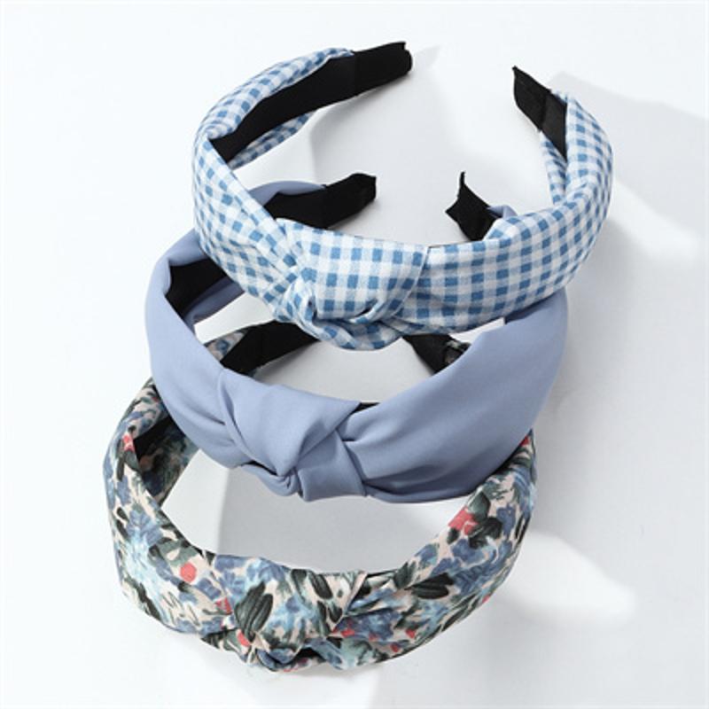 3pcs Plaid Printed Headband Vintage Sweet Hair Accessories