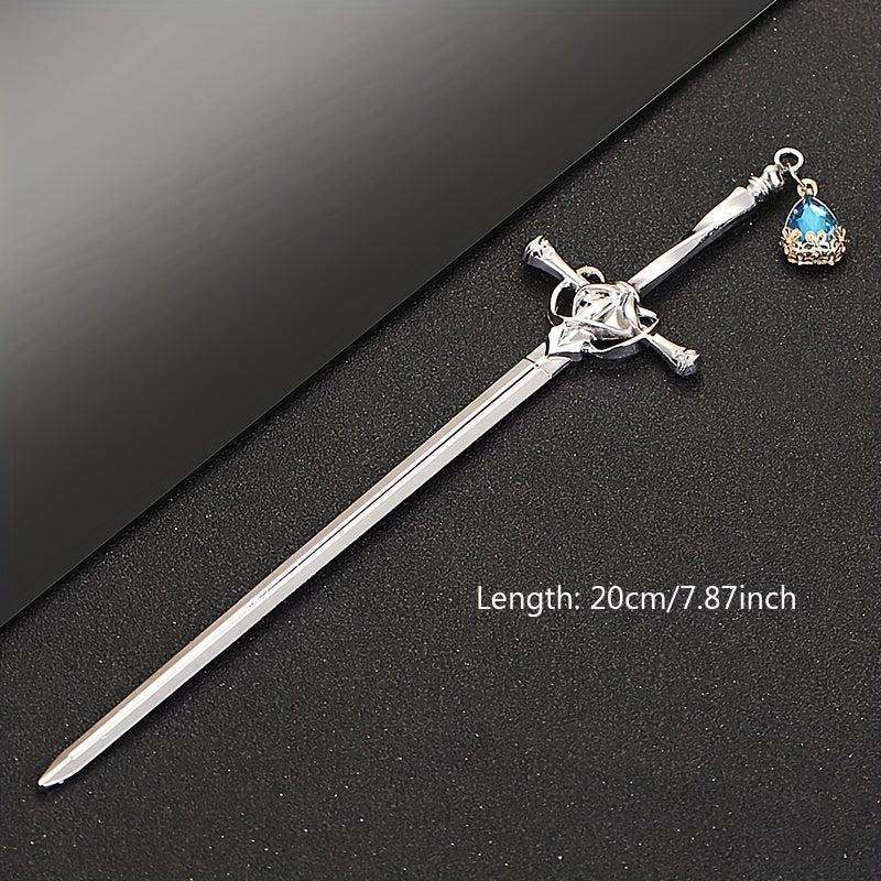 Rhinestone Sword Hair Pin Vintage Bun Holder Alloy Accessory