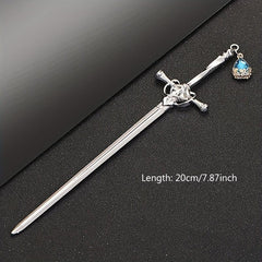 Rhinestone Sword Hair Pin Vintage Bun Holder Alloy Accessory