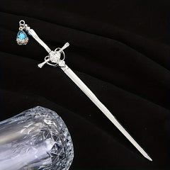 Rhinestone Sword Hair Pin Vintage Bun Holder Alloy Accessory