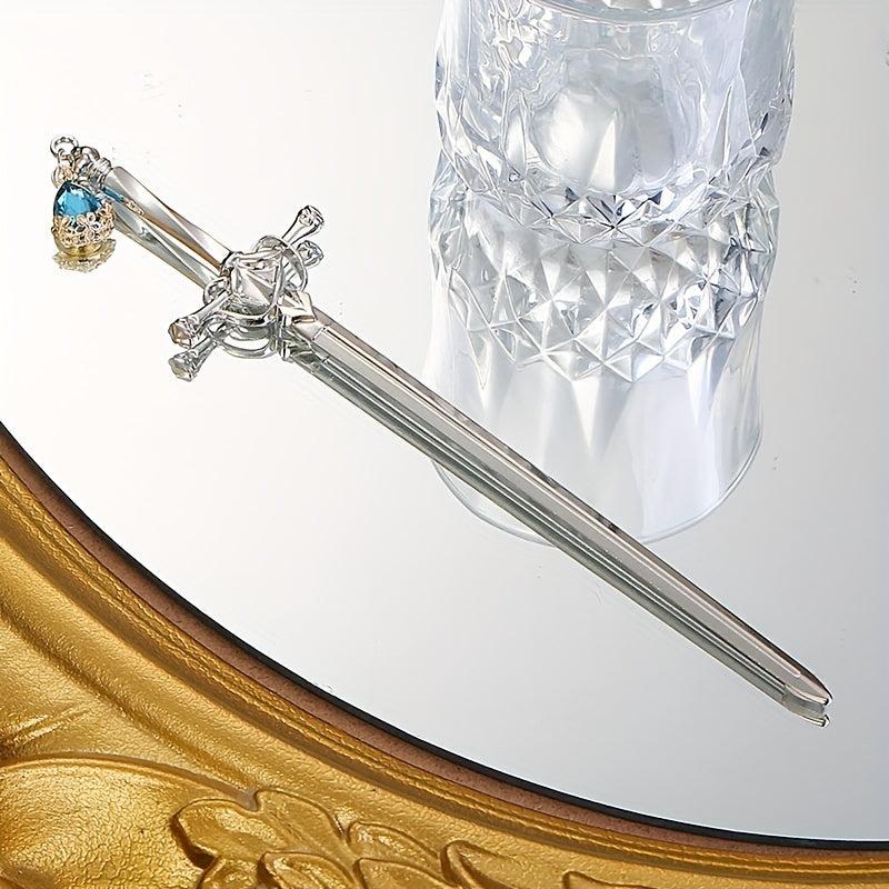 Rhinestone Sword Hair Pin Vintage Bun Holder Alloy Accessory