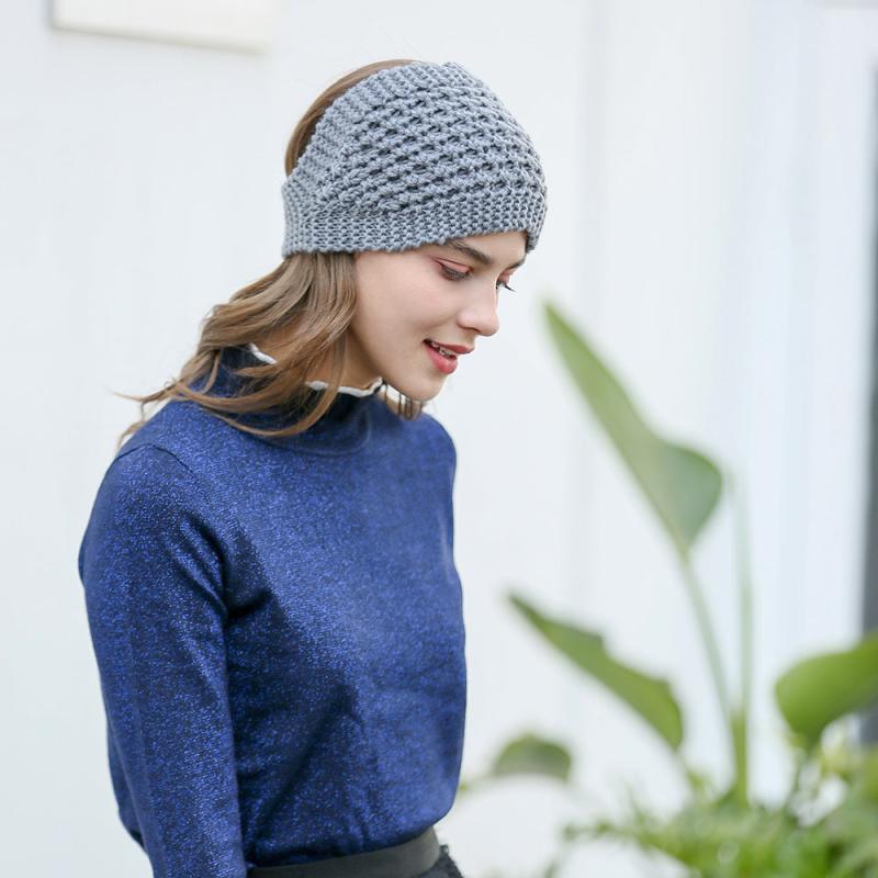 Winter Warm Knit Hairband Women's Woolen Solid Headbands Vintage Headwear