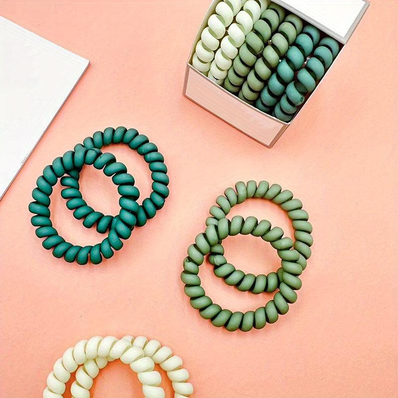 6pcs Frosted Elastic Hair Tie Set - Solid Hair Ring Accessories