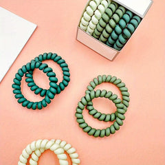 6pcs Frosted Elastic Hair Tie Set - Solid Hair Ring Accessories