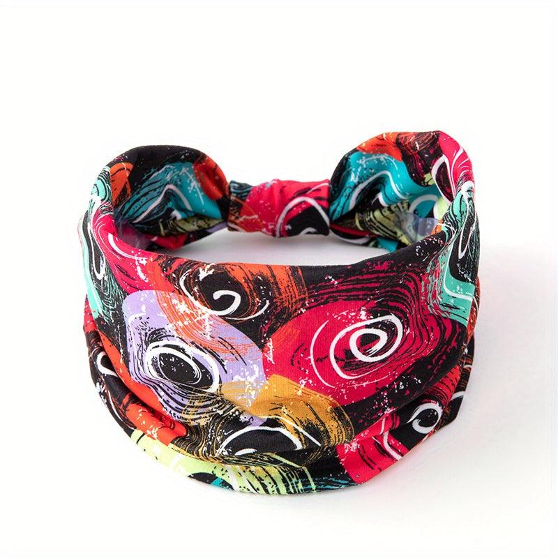 Bohemian Personality Graffiti Headband Elastic Wide Brimmed Hair Accessories
