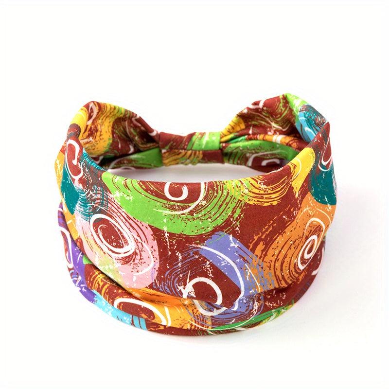 Bohemian Personality Graffiti Headband Elastic Wide Brimmed Hair Accessories