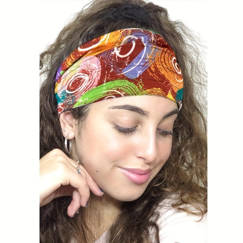 Bohemian Personality Graffiti Headband Elastic Wide Brimmed Hair Accessories