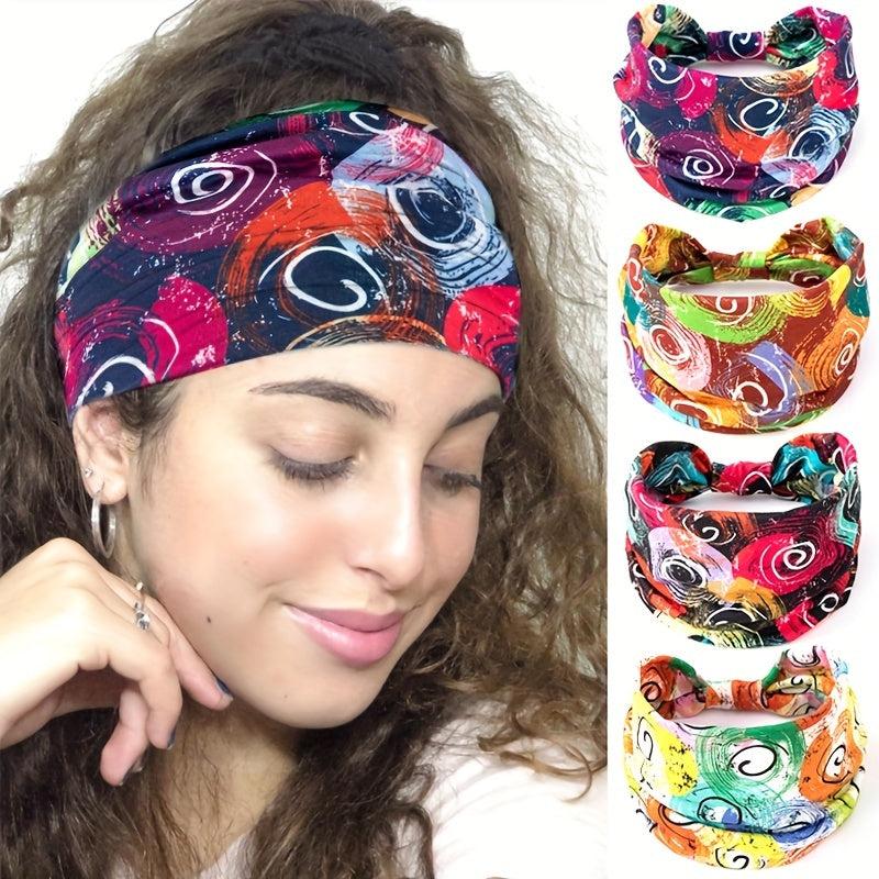Bohemian Personality Graffiti Headband Elastic Wide Brimmed Hair Accessories