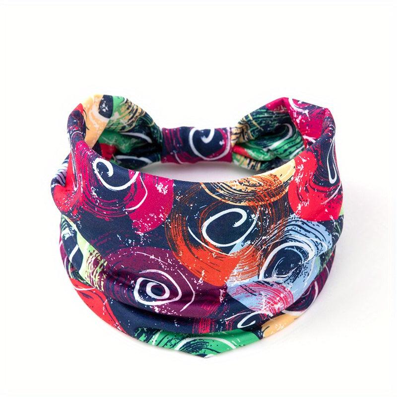 Bohemian Personality Graffiti Headband Elastic Wide Brimmed Hair Accessories