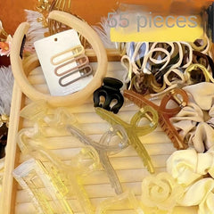 62pcs Hair Accessories Set Solid Hair Ties Nonslip Ponytail Holder