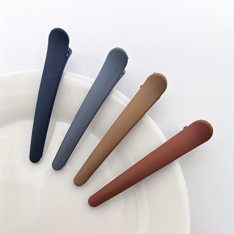 8pcs Duck Billed Clip Solid Barrette Matte Clip Hair Accessory