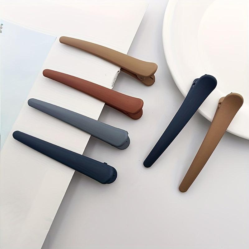 8pcs Duck Billed Clip Solid Barrette Matte Clip Hair Accessory