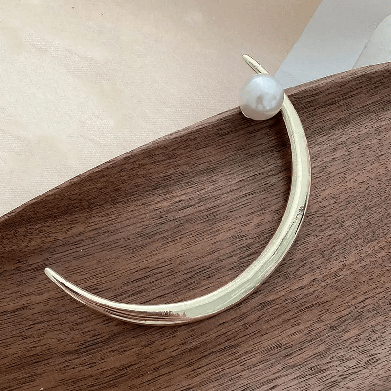 Moon Shape Alloy Hairpin Faux Pearl Head Jewelry