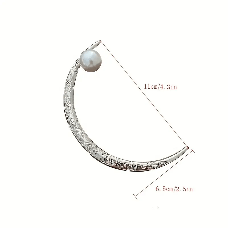 Moon Shape Alloy Hairpin Faux Pearl Head Jewelry
