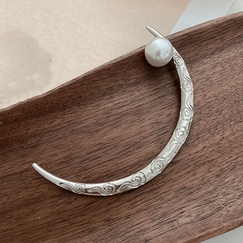 Moon Shape Alloy Hairpin Faux Pearl Head Jewelry