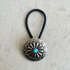 Western Style Hair Tie with Turquoise Decor Elastic Ponytail Holder