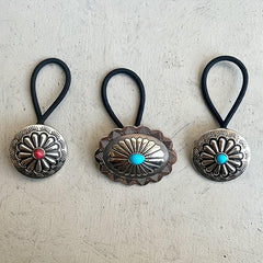 Western Style Hair Tie with Turquoise Decor Elastic Ponytail Holder