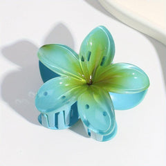 Colorful Frangipani Hair Claw Resin Glossy Ponytail Holder