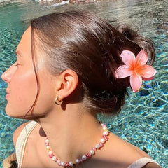 Colorful Frangipani Hair Claw Resin Glossy Ponytail Holder