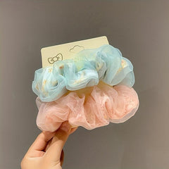Organza Scrunchies Floral Hair Tie Sweet Ponytail Holder Hair Rope Women Girls