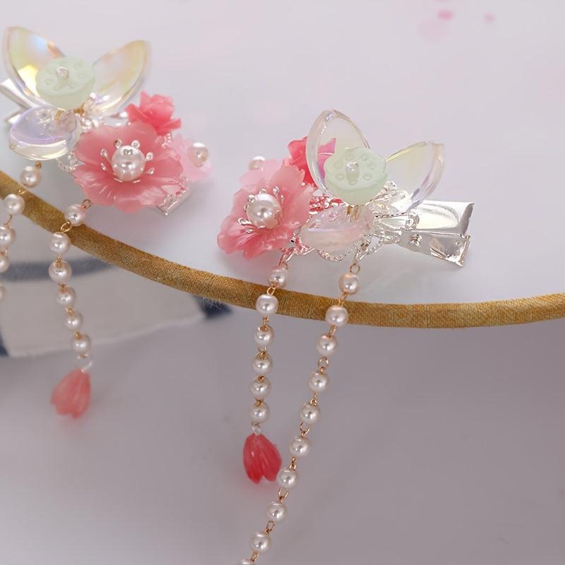 Vintage Flower Leaf Tassel Hairpin Chinese Style Hairclip Barrette