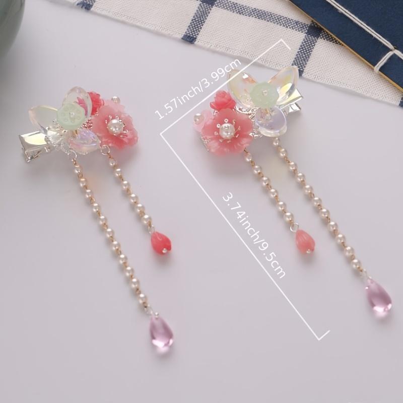 Vintage Flower Leaf Tassel Hairpin Chinese Style Hairclip Barrette
