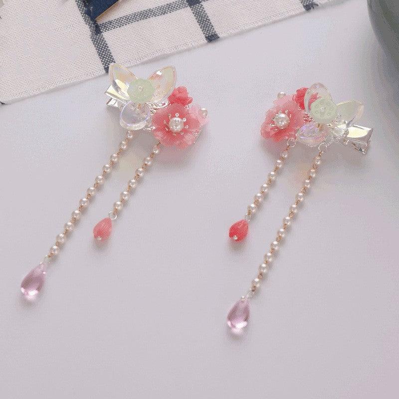 Vintage Flower Leaf Tassel Hairpin Chinese Style Hairclip Barrette