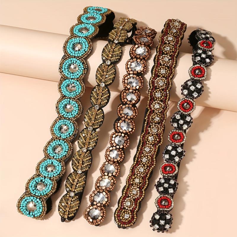 Bohemian Beaded Nail Beads Hand Sewing Beads Rhinestone Hairband