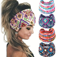 Bohemian Tie Dye Rhombus Pattern Headband Knotted Headband