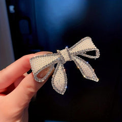Vintage Faux Pearl Rhinestone Hair Clip Golden Barrette