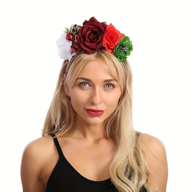 Halloween Devil Skull Flower Headband for Costume Party