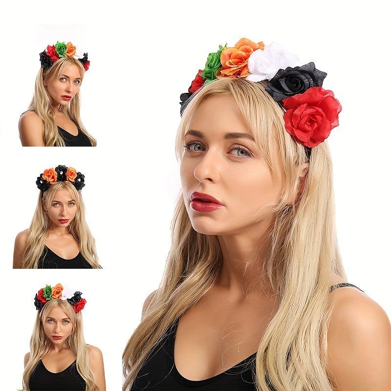 Halloween Devil Skull Flower Headband for Costume Party