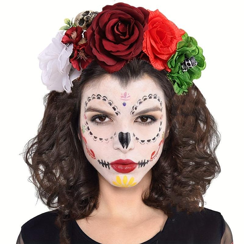 Halloween Devil Skull Flower Headband for Costume Party