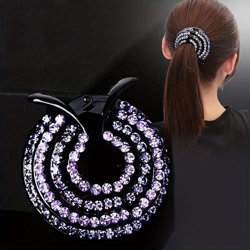 Vintage Rhinestone Hair Claw Nonslip Ponytail Holder