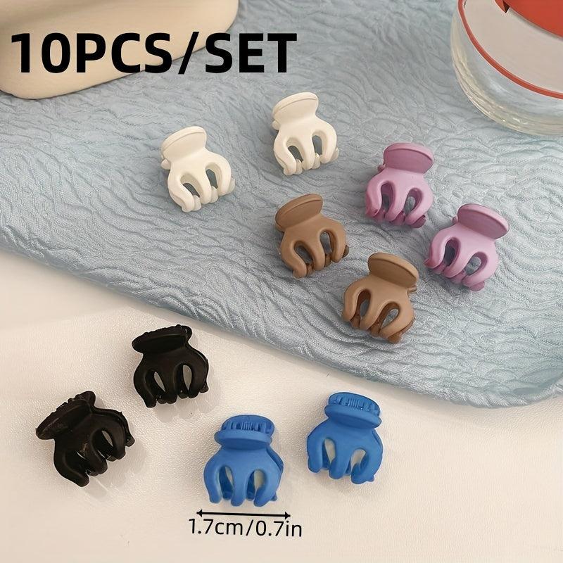 10pcs Small Hair Claw Clips Strong Hold Matte Octopus Hair Clips