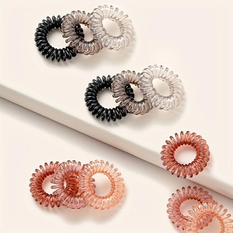 10pcs Transparent Spiral Hair Tie Gradient Hair Rope Elastic Ponytail Holder
