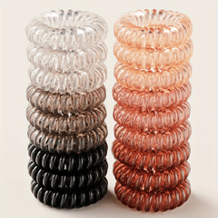 10pcs Transparent Spiral Hair Tie Gradient Hair Rope Elastic Ponytail Holder
