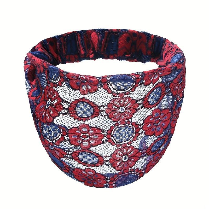 4pcs Lace Flower Pattern Headband Elastic Hair Bundle Vintage Accessory